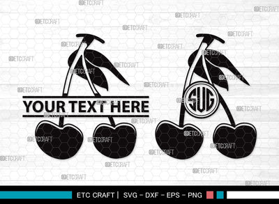 Cherry Monogram SVG | Cherries Svg | Summer Fruit Svg | Cherry Fruit Svg | Cherry Clipart SVG ETC Craft 