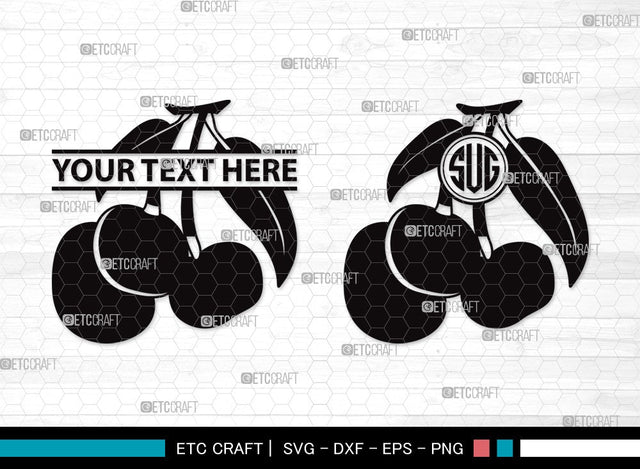 Cherry Monogram SVG | Cherries Svg | Summer Fruit Svg | Cherry Fruit Svg | Cherry Clipart SVG ETC Craft 