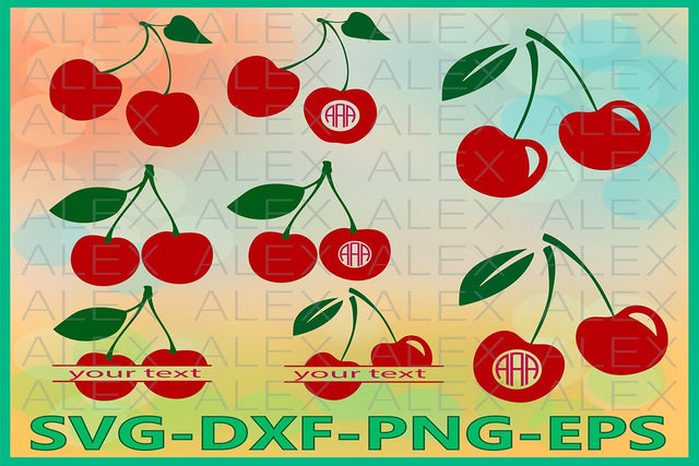 Cherry Monogram Svg SVG AlexSVGStudio 