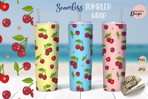 Cherry on a bright and transparent background 20 oz Seamless Tumbler Sublimation Wrap Sublimation Klava P 
