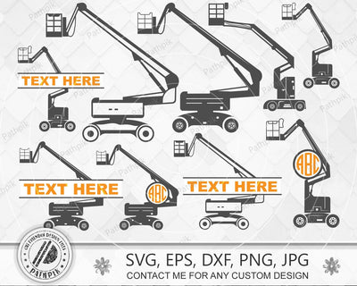 Cherry Picker SVG, Cherry Picker Vector, Bucket Truck SVG, Boom lift svg, Man lift, Basket crane, Hydraladder, Cut file, for silhouette, svg, eps, dxf, png, clipart cricut design space, vinyl cut files SVG dahukdesign 