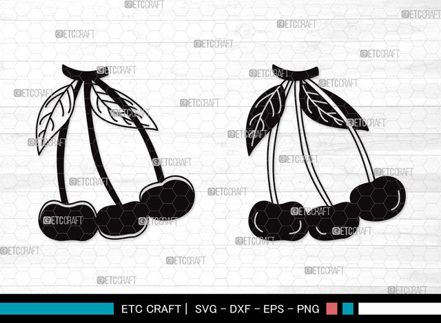 Cherry Silhouette SVG | Cherries Svg | Summer Fruit Svg | Cherry Fruit Svg | Cherry Clipart SVG ETC Craft 