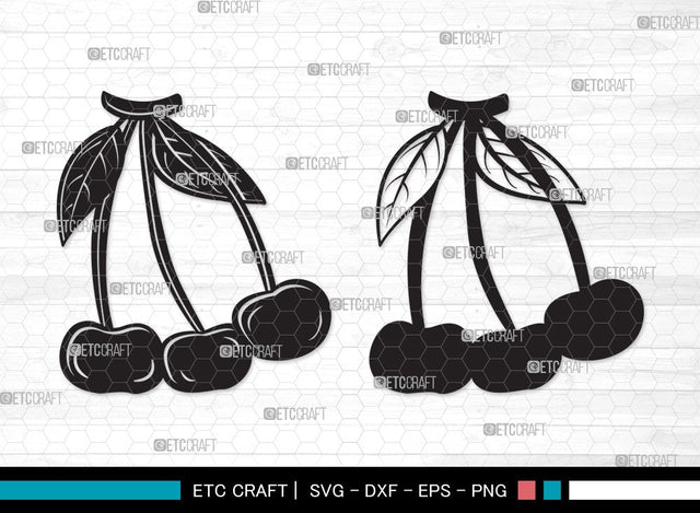 Cherry Silhouette SVG | Cherries Svg | Summer Fruit Svg | Cherry Fruit Svg | Cherry Clipart SVG ETC Craft 