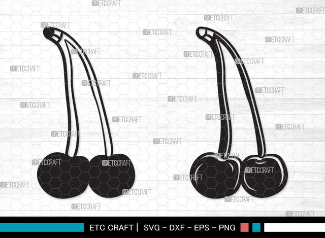 Cherry Silhouette SVG | Cherries Svg | Summer Fruit Svg | Cherry Fruit Svg | Cherry Clipart SVG ETC Craft 