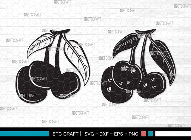 Cherry Silhouette SVG | Cherries Svg | Summer Fruit Svg | Cherry Fruit Svg | Cherry Clipart SVG ETC Craft 