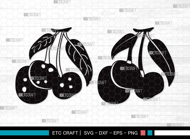 Cherry Silhouette SVG | Cherries Svg | Summer Fruit Svg | Cherry Fruit Svg | Cherry Clipart SVG ETC Craft 