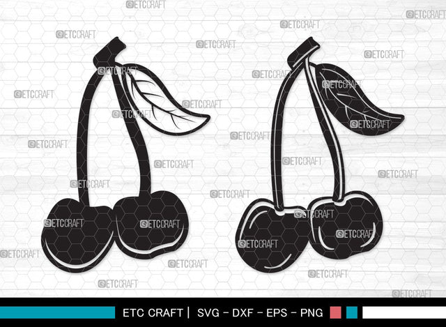 Cherry Silhouette SVG | Cherries Svg | Summer Fruit Svg | Cherry Fruit Svg | Cherry Clipart SVG ETC Craft 