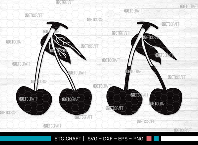 Cherry Silhouette SVG | Cherries Svg | Summer Fruit Svg | Cherry Fruit Svg | Cherry Clipart SVG ETC Craft 