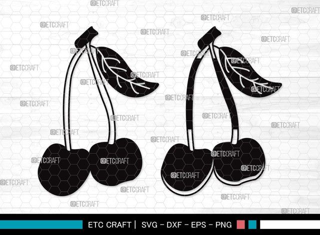 Cherry Silhouette SVG | Cherries Svg | Summer Fruit Svg | Cherry Fruit Svg | Cherry Clipart SVG ETC Craft 