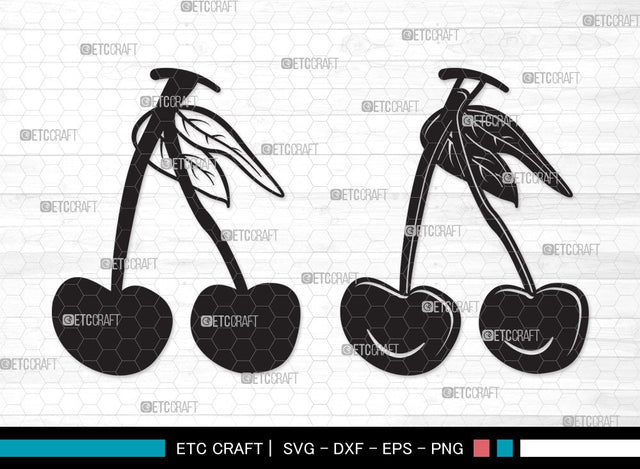 Cherry Silhouette SVG | Cherries Svg | Summer Fruit Svg | Cherry Fruit Svg | Cherry Clipart SVG ETC Craft 