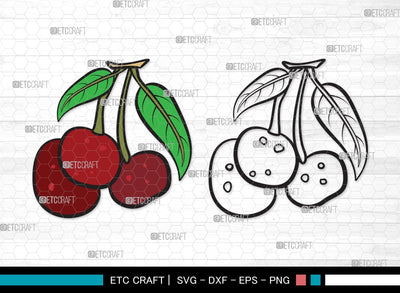 Cherry SVG | Cherries Svg | Summer Fruit Svg | Cherry Fruit Svg | Cherry Clipart SVG ETC Craft 