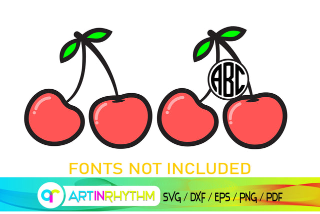 cherry svg, cherry fruit monogram SVG Artinrhythm shop 