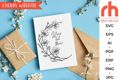 Cherry Wreath SVG - Sakura Frame Cut File SVG RedHelgaArt 