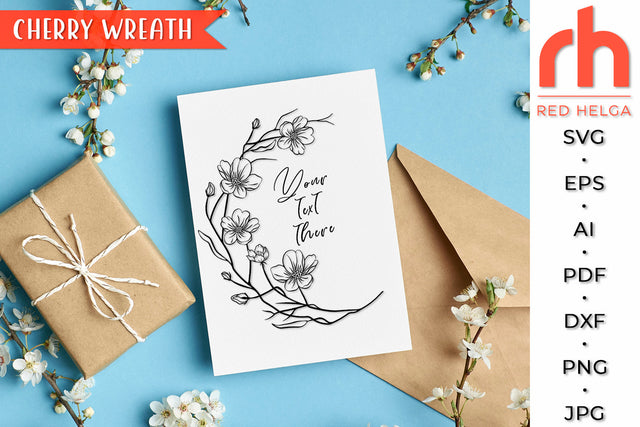 Cherry Wreath SVG - Sakura Frame Cut File SVG RedHelgaArt 