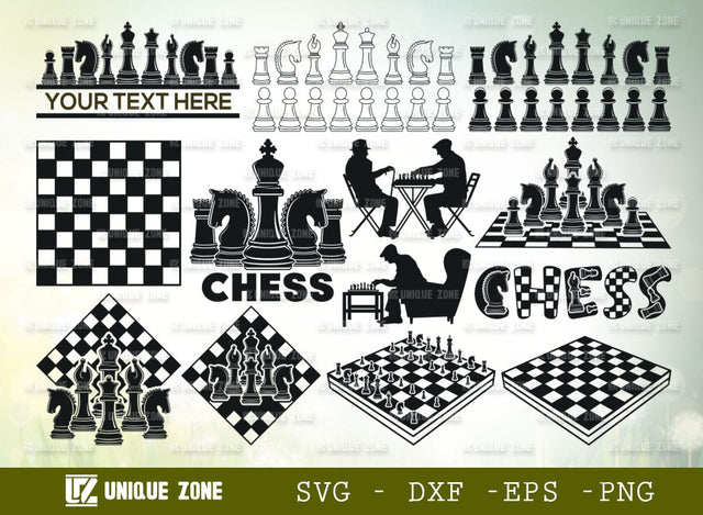 Chess Pieces SVG Bundle, Chess Silhouette, Chess Board Svg, Chess player Svg, Chess Game Svg, SVG Unique Zone 