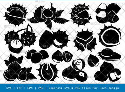 Chestnut Silhouette, Chestnut SVG, Food Svg, Nuts Svg, Healthy Items Svg, Chestnut Bundle, SB00908 SVG ETC Craft 