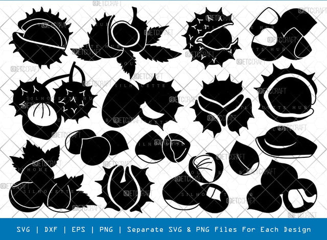Chestnut Silhouette, Chestnut SVG, Food Svg, Nuts Svg, Healthy Items Svg, Chestnut Bundle, SB00908 SVG ETC Craft 