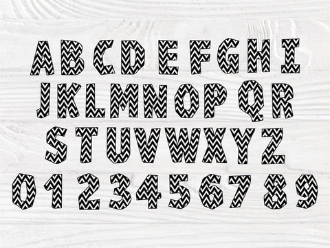 Chevron alphabet SVG | Patterned font svg | Chevron pattern svg | Letters and numbers cut files for cricut and silhouette | Chevron letter SVG TonisArtStudio 