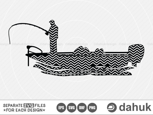 Chevron Bass Boat svg, Bass Boat, Bass Boat svg, Cut file, for silhouette, svg, eps, dxf, png, clipart, cricut design space, vinyl cut file SVG dahukdesign 