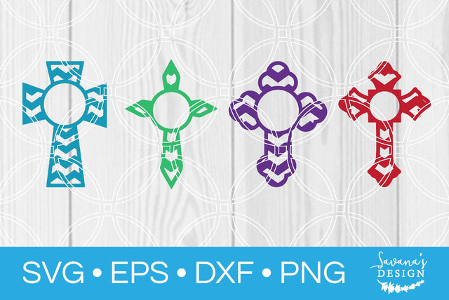 Chevron Cross Monogram Circle Bundle SVG SavanasDesign