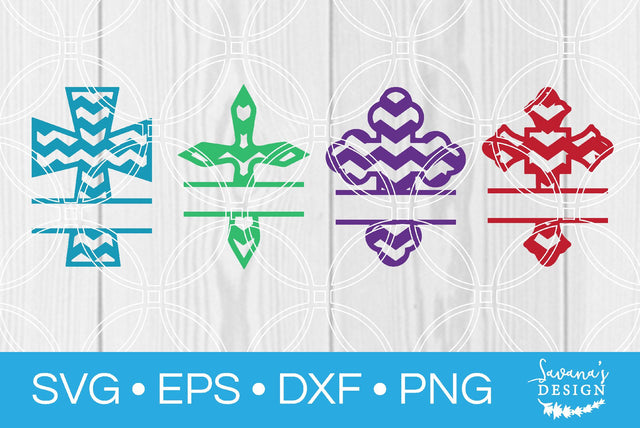 Chevron Cross Split Monogram Bundle SVG SavanasDesign
