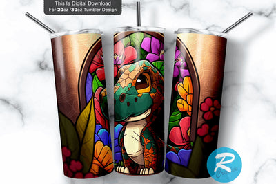 Chibi Cartoon Dinosaur 20 oz / 30 oz Tumbler PNG Sublimation Regulrcrative 