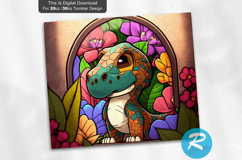 Chibi Cartoon Dinosaur 20 oz / 30 oz Tumbler PNG Sublimation Regulrcrative 