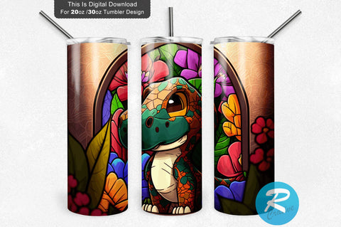 Chibi Cartoon Dinosaur 20 oz / 30 oz Tumbler PNG Sublimation Regulrcrative 