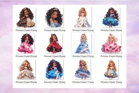 Chibi Princess Clipart Bundle - Cute Girls, Doll Clipart Sublimation OrangeBrushStudio 