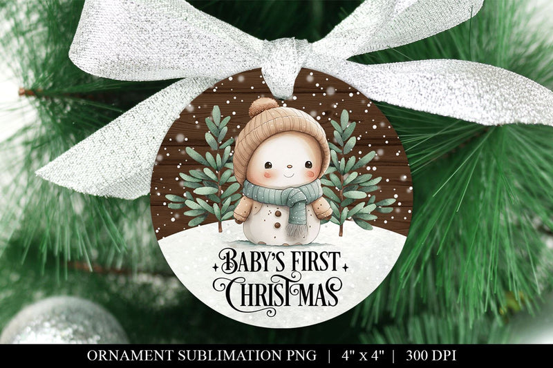 Chibi Snowman Baby Christmas Ornament Sublimation PNG File Sublimation BijouBay 