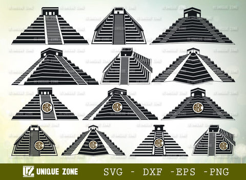 Chichen Itza SVG Bundle, Pyramid Silhouette, Mayan Pyramid Svg, Maya Civilization Svg, Egypt Svg, Mexico Svg, SVG Unique Zone 