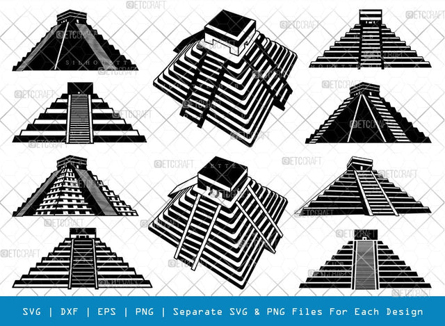 Chichen Itza SVG Cut Files | Chichen Itza Silhouette | Pyramid Svg | Mayan Pyramid Svg | Maya Civilization Svg | Egypt Pyramid Svg | Chichen Itza Bundle SVG ETC Craft 
