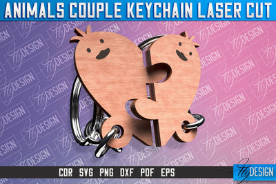 Chick Couple Keychain | Laser Cut SVG Design | CNC Files SVG Fly Design 