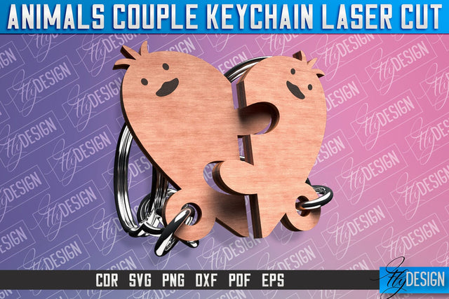 Chick Couple Keychain | Laser Cut SVG Design | CNC Files SVG Fly Design 