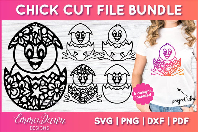 Chick SVG Bundle, Cute Easter Chick SVG Cut File Bundle SVG Emma Dawn Designs 