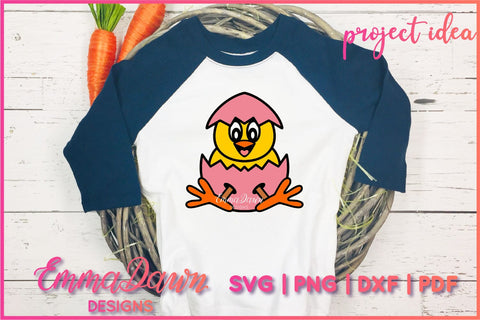 Chick SVG, Cute Chick in Egg SVG Cut File SVG Emma Dawn Designs 