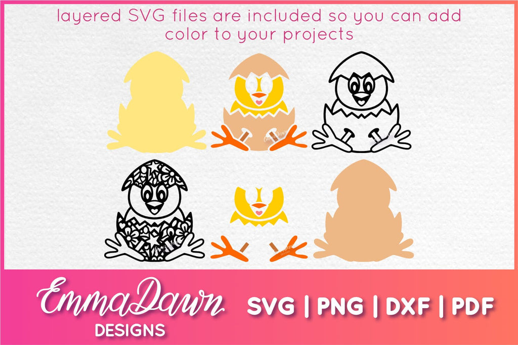 Chick SVG, Cute Chick in Egg SVG Cut File - So Fontsy