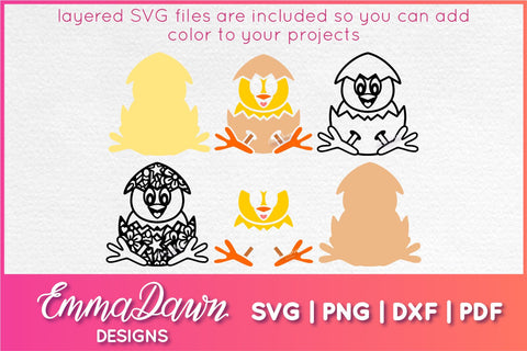 Chick SVG, Cute Chick in Egg SVG Cut File SVG Emma Dawn Designs 