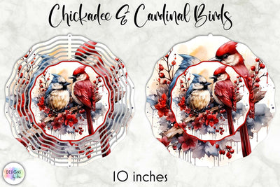 Chickadee and Cardinal Birds Wind Spinner Design Sublimation Designs by Ira 