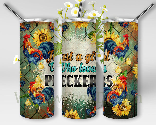 Chicken 20oz Skinny Tumbler, Just a Girl who Loves Peckers Tumbler Png, Family Chicken Sublimation Design, Farm Animals Tumbler Design, Rooster Sunflower Tumbler Wrap, Instant Download Sublimation WillowSageDesign 