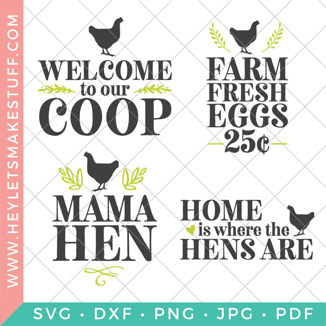 Chicken and Eggs Bundle SVG Hey Let's Make Stuff 