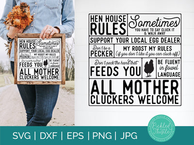 Chicken Coop Rules SVG - Funny Chicken Cut File SVG Pickled Thistle Creative 