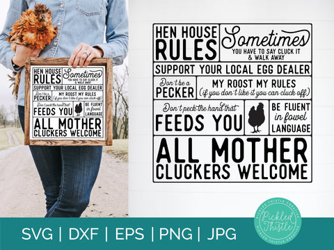 Chicken Coop Rules SVG - Funny Chicken Cut File SVG Pickled Thistle Creative 