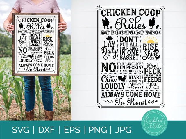 Chicken Coop Rules SVG - Funny Chicken Cut File SVG Pickled Thistle Creative 