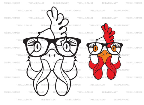 Chicken face with glasses SVG TribaliumArtSF 