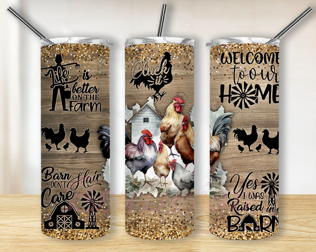 Chicken Farm 20oz Tumbler Design, Farm Tumbler Wrap, 20oz Tumbler Wrap, Farm Quotes Design, Tumbler Design, Chicken Lover Design Sublimation BouDesign 