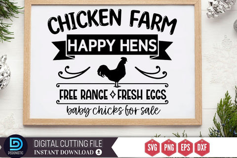 Chicken farm happy hens free range fresh eggs baby chicks for sale SVG SVG DESIGNISTIC 