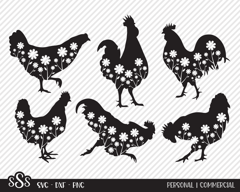 Chicken Flowers Bundle | Country SVG SVG Texas Southern Cuts 