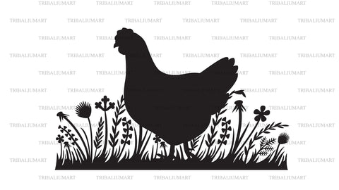 Chicken in grass SVG TribaliumArtSF 