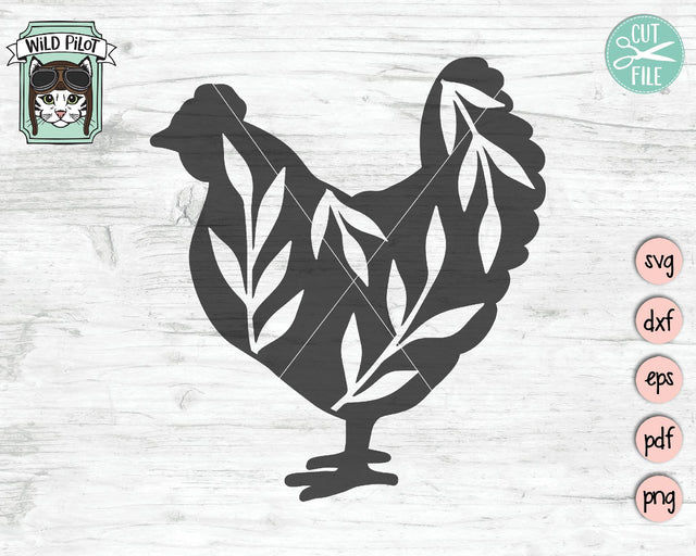 Chicken Leaves Silhouette SVG Cut File SVG Wild Pilot 